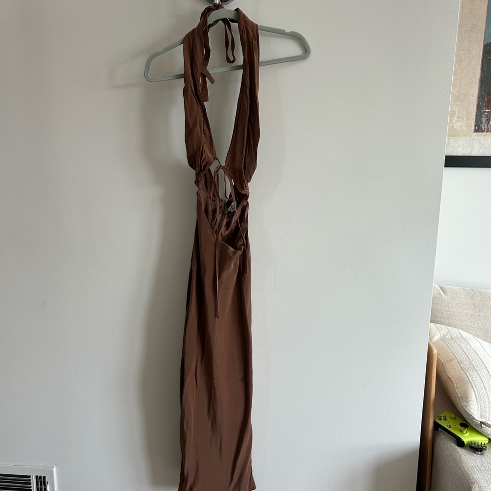 Mirror Palais Brown Halter Dress